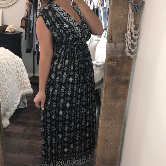Medium maxi boho black & white Aztec print dress - Picture 3 of 7
